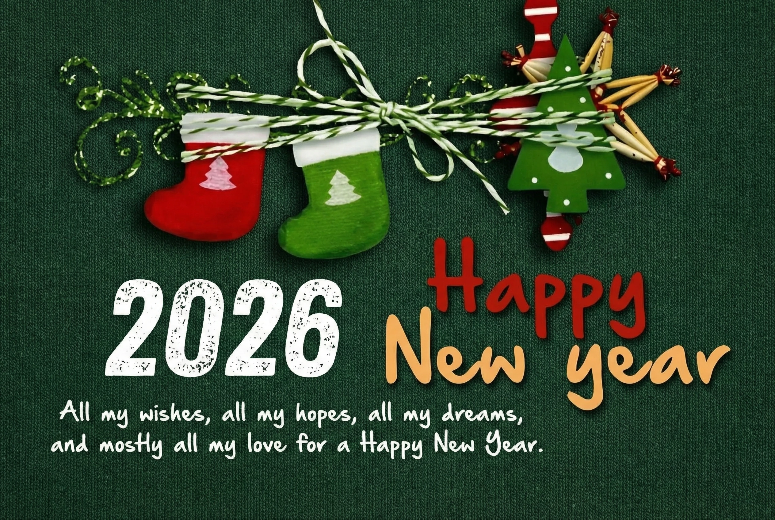 New Year cards for Girlfriend ^ All my wishes all my hopes all my dreams and mostly all my love for a Happy New Year 2026